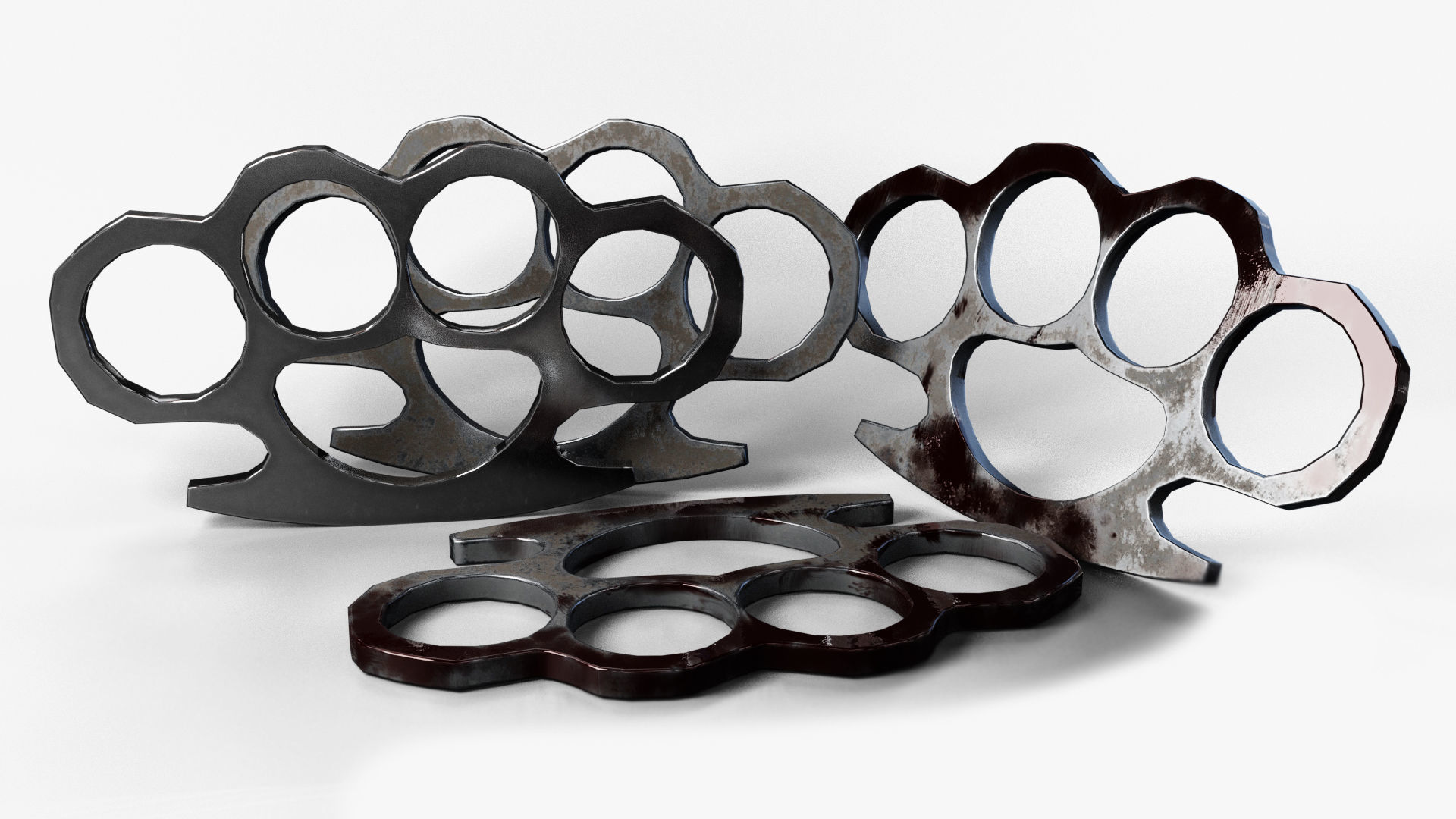 Brass Knuckle 3 Model different texture Low-poly 3D model_2