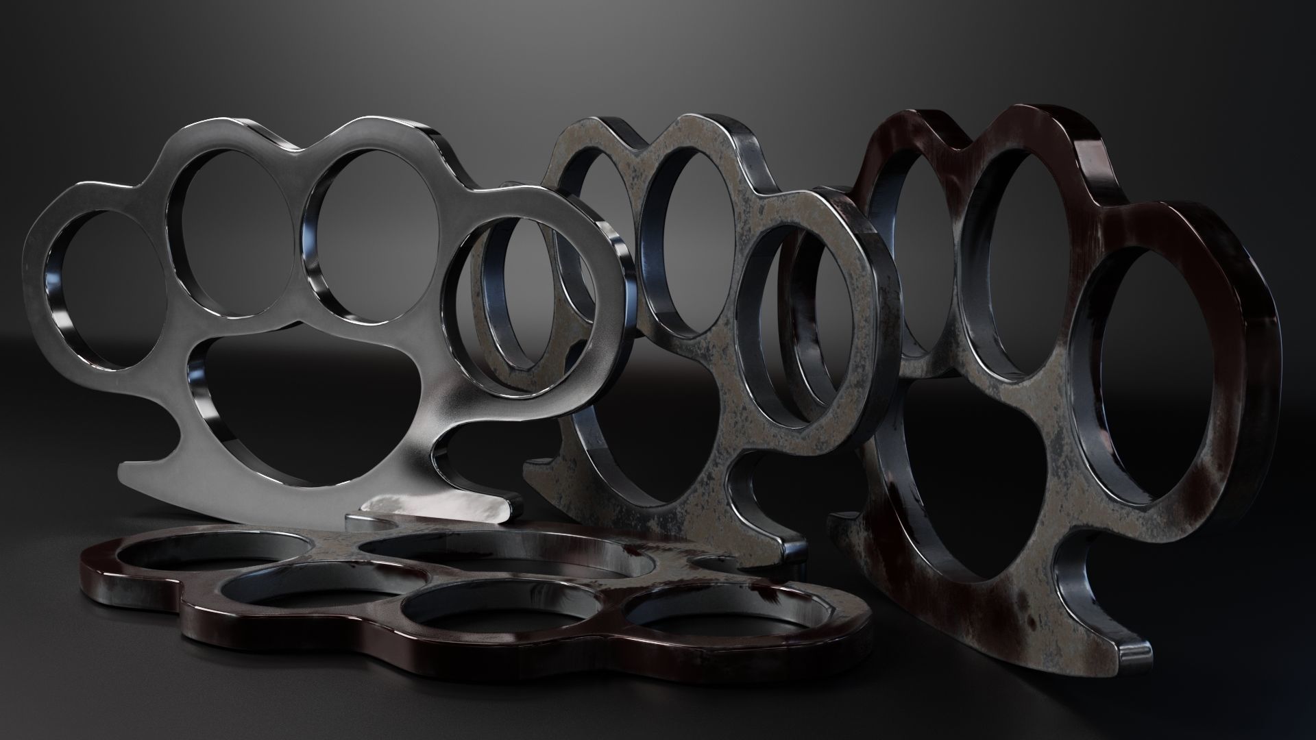 Brass Knuckle 3 Model different texture Low-poly 3D model_5