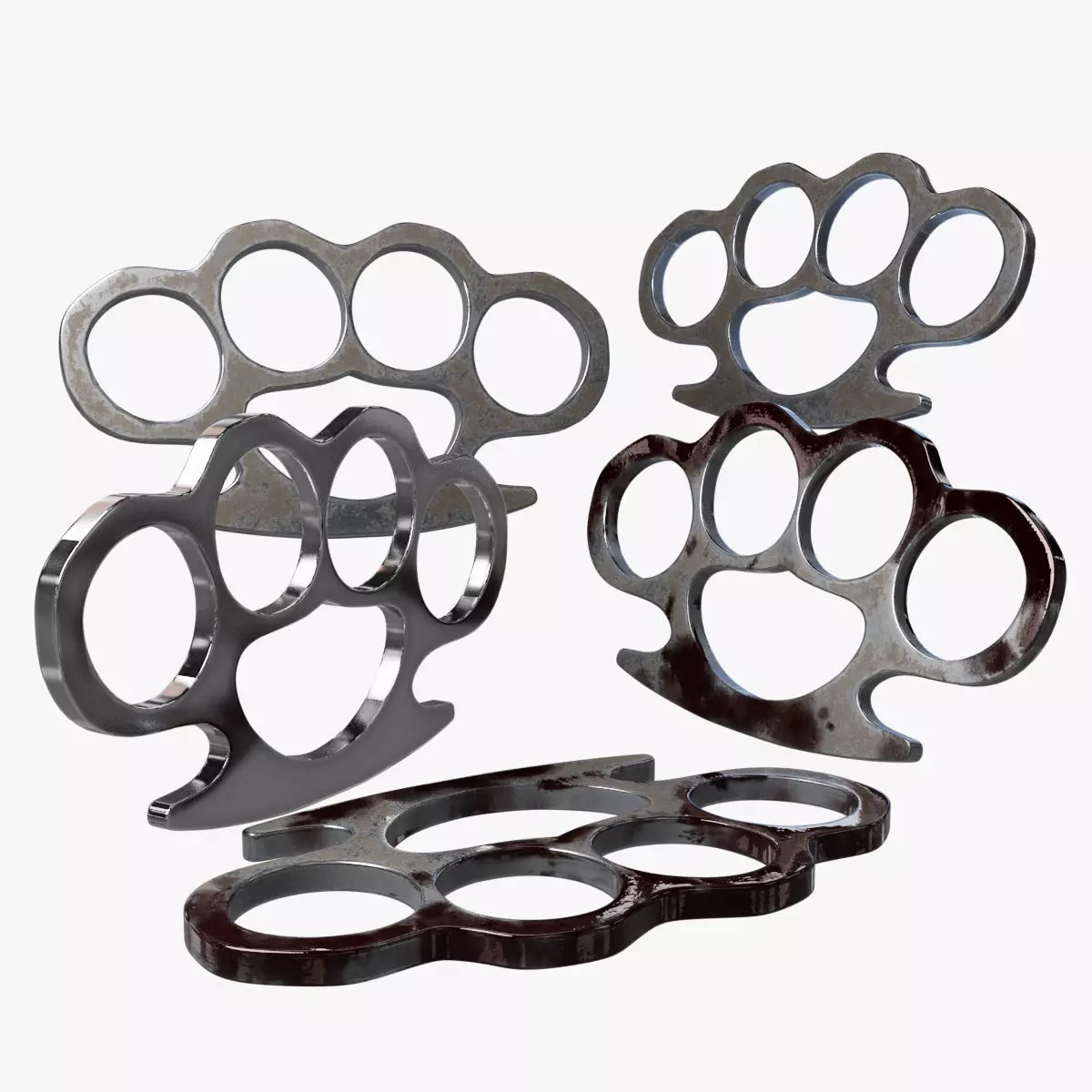 Brass Knuckle 3 Model different texture Low-poly 3D model_0