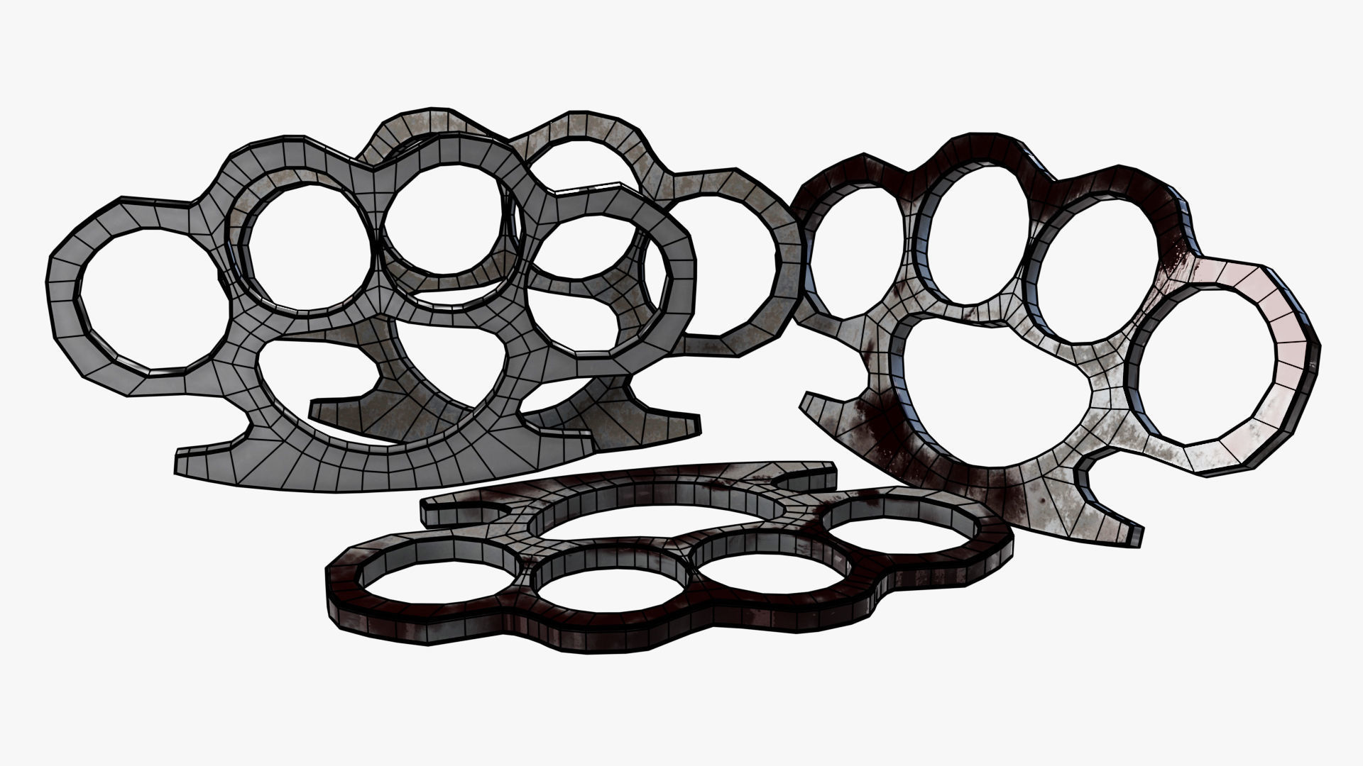 Brass Knuckle 3 Model different texture Low-poly 3D model_10