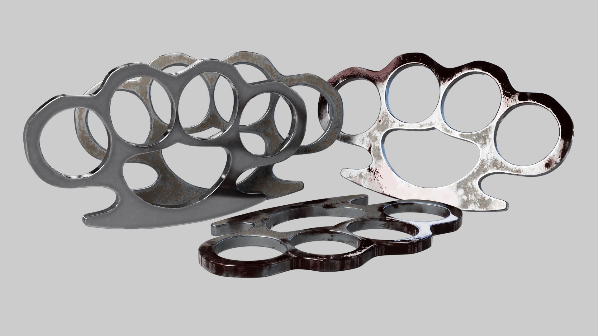 Brass Knuckle 3 Model different texture Low-poly 3D model_1