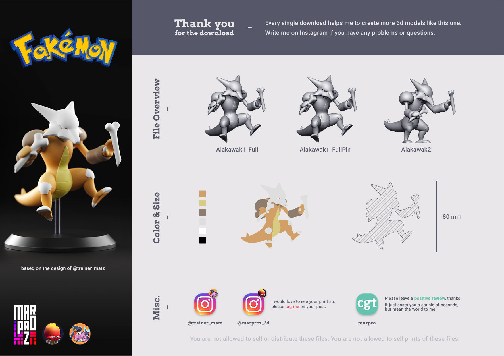 Pokemon - Alakaxam x Marowak 3D print model_1