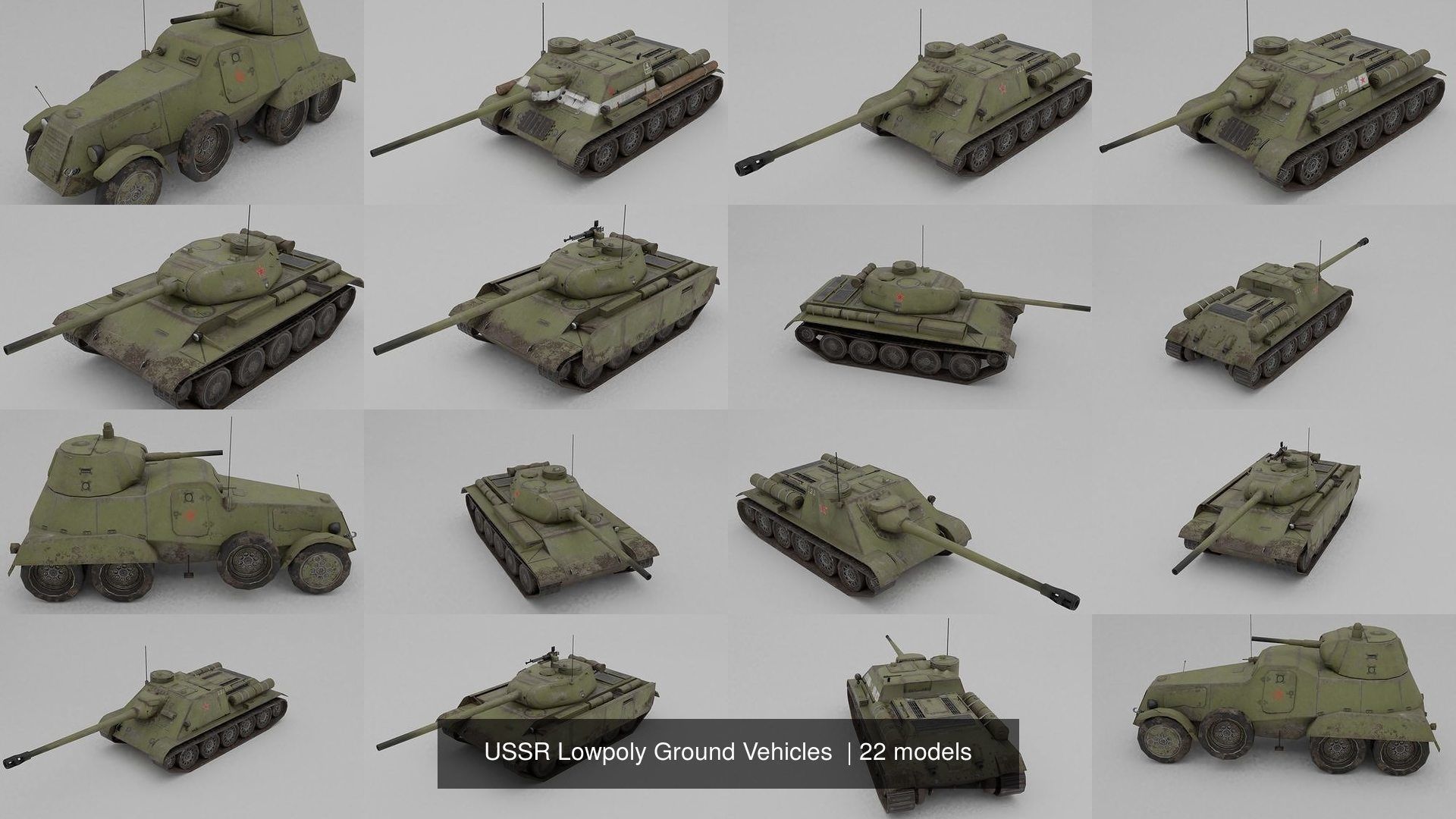 USSR Lowpoly Ground Vehicles  3D Model Collection_34