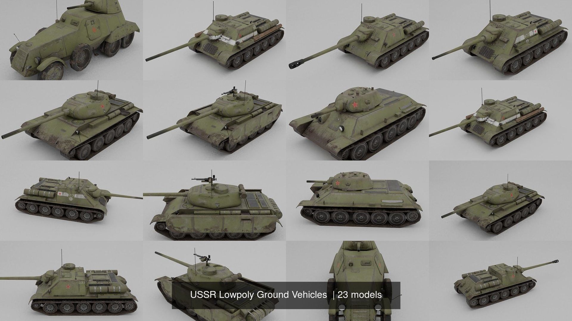USSR Lowpoly Ground Vehicles  3D Model Collection_42