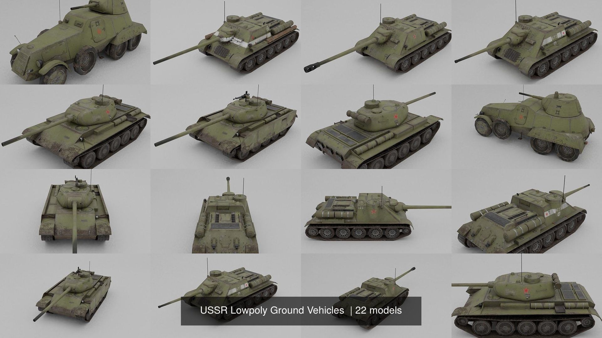 USSR Lowpoly Ground Vehicles  3D Model Collection_41