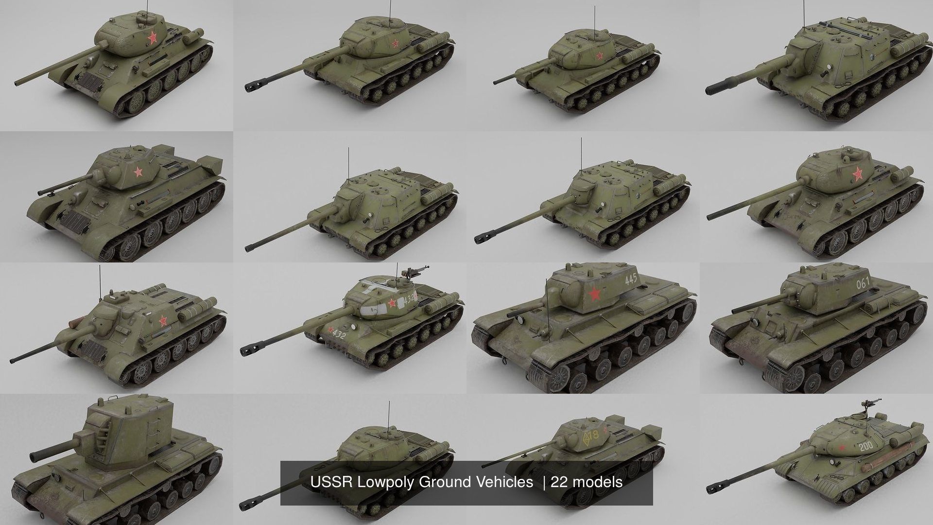 USSR Lowpoly Ground Vehicles  3D Model Collection_40