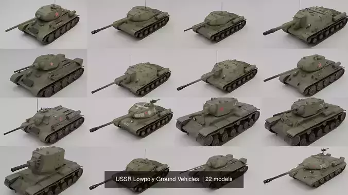 USSR Lowpoly Ground Vehicles  3D Model Collection