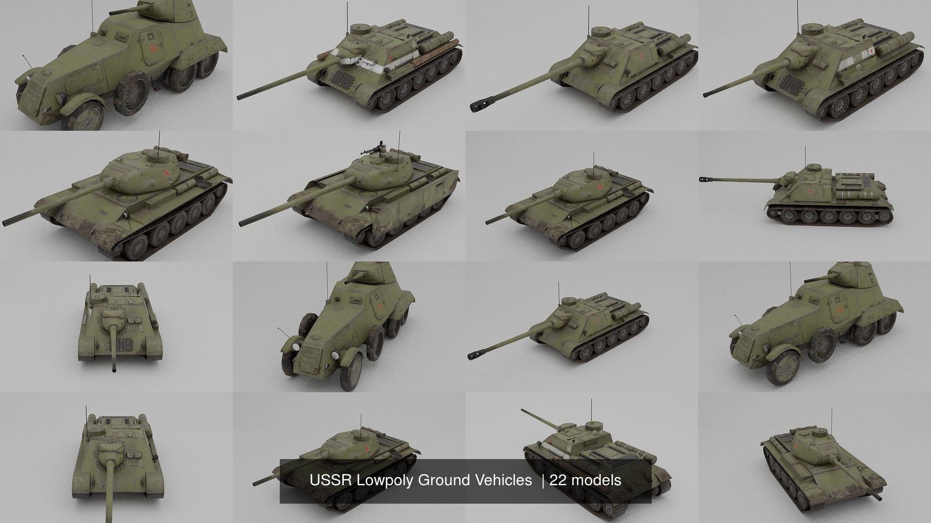 USSR Lowpoly Ground Vehicles  3D Model Collection_43