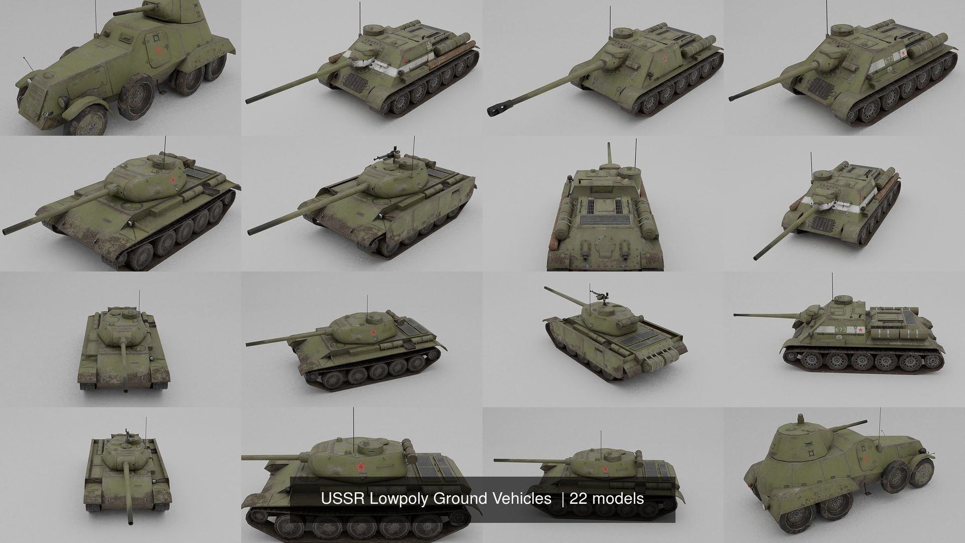 USSR Lowpoly Ground Vehicles  3D Model Collection_44