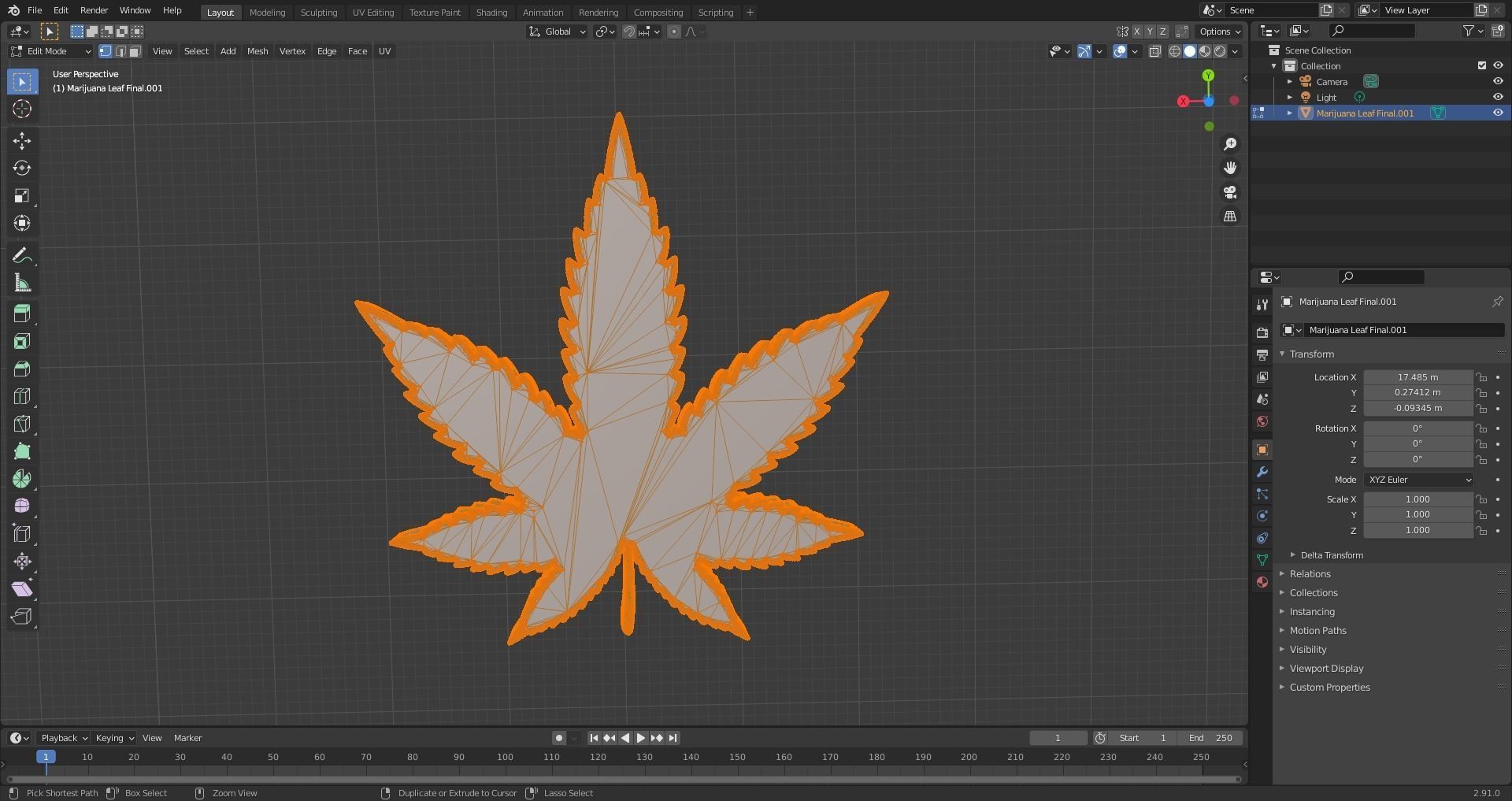 Marijuana leaf 3D print model_14