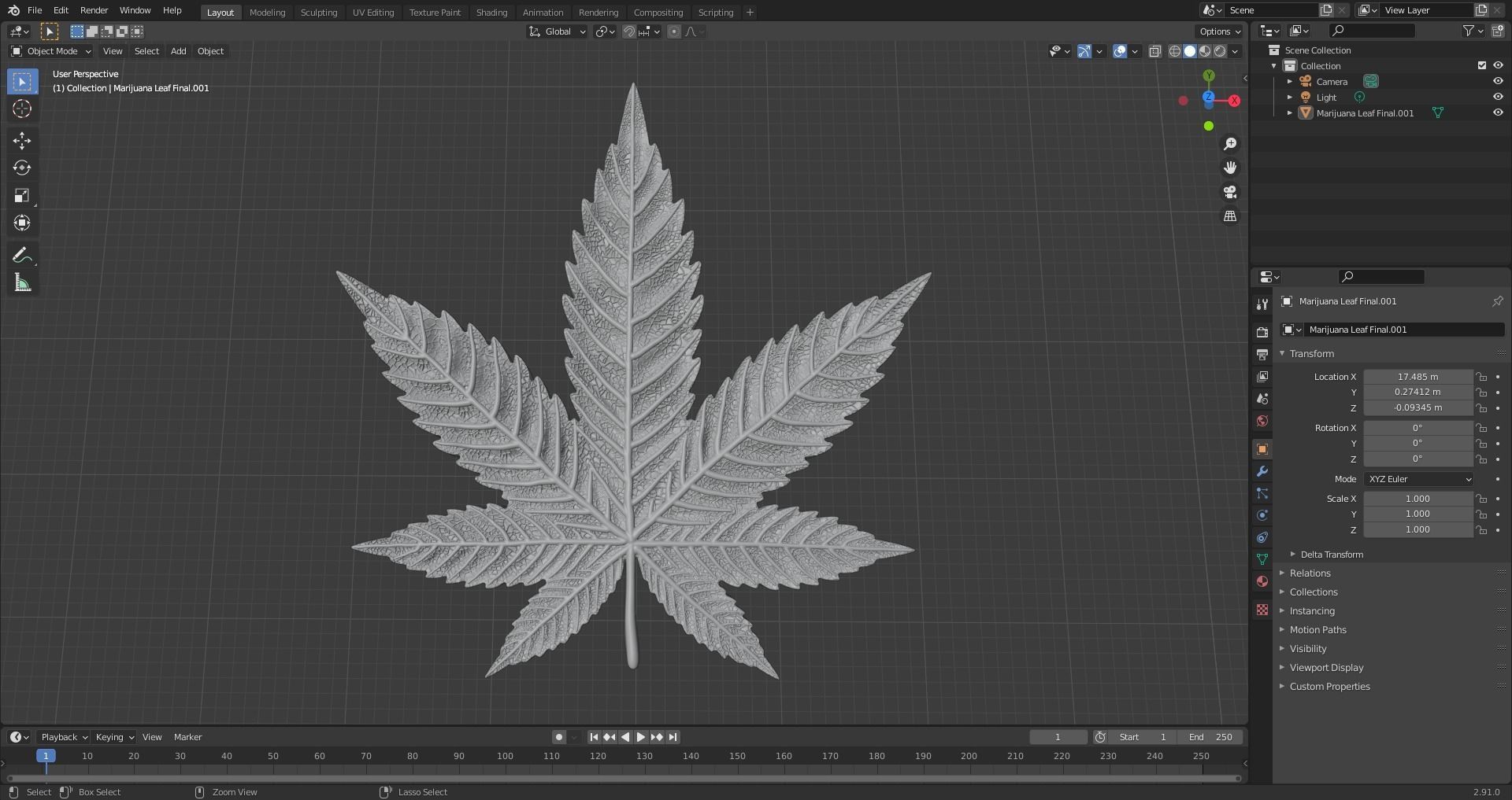 Marijuana leaf 3D print model_13