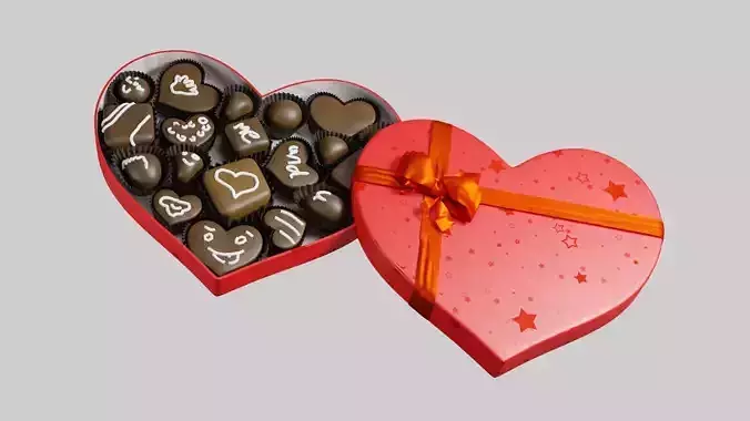 Valentines day chocolates box 3D model