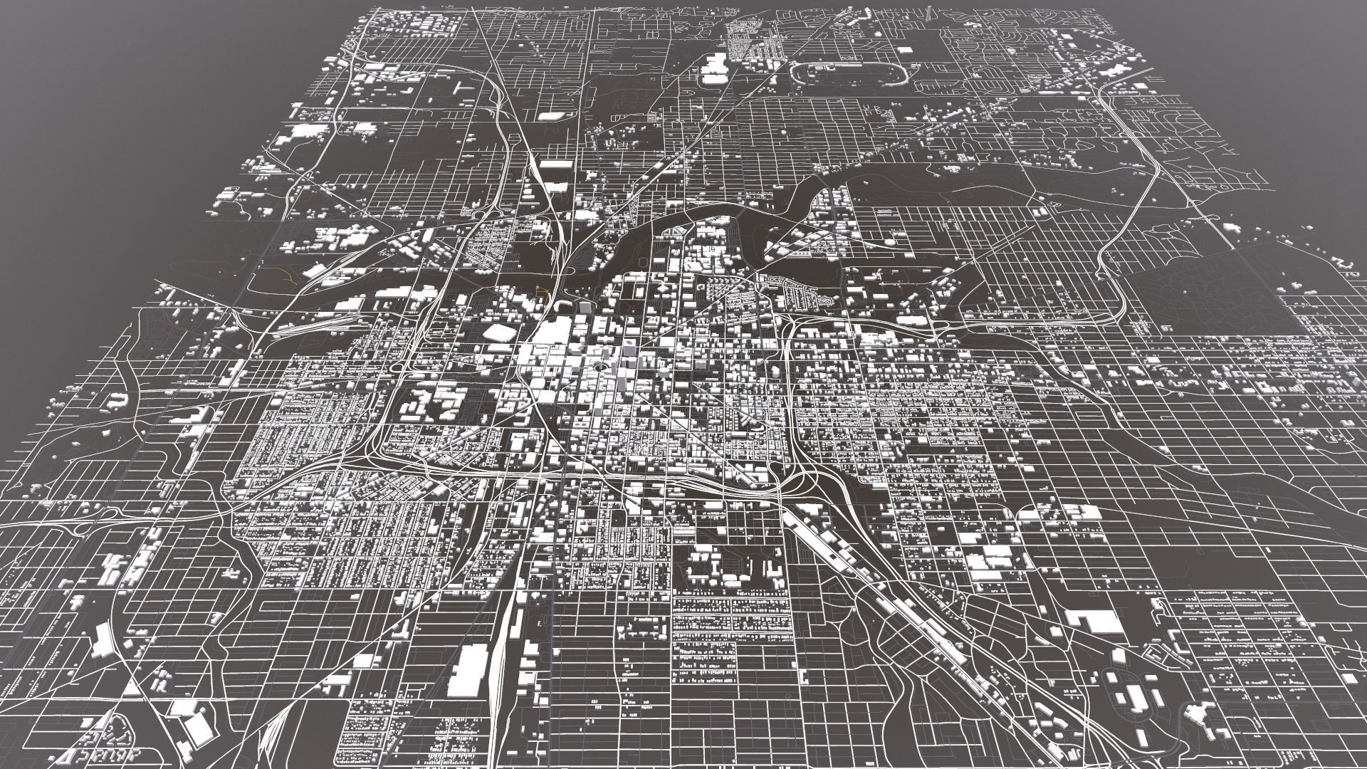 Cityscape Indianapolis USA 3D model_2