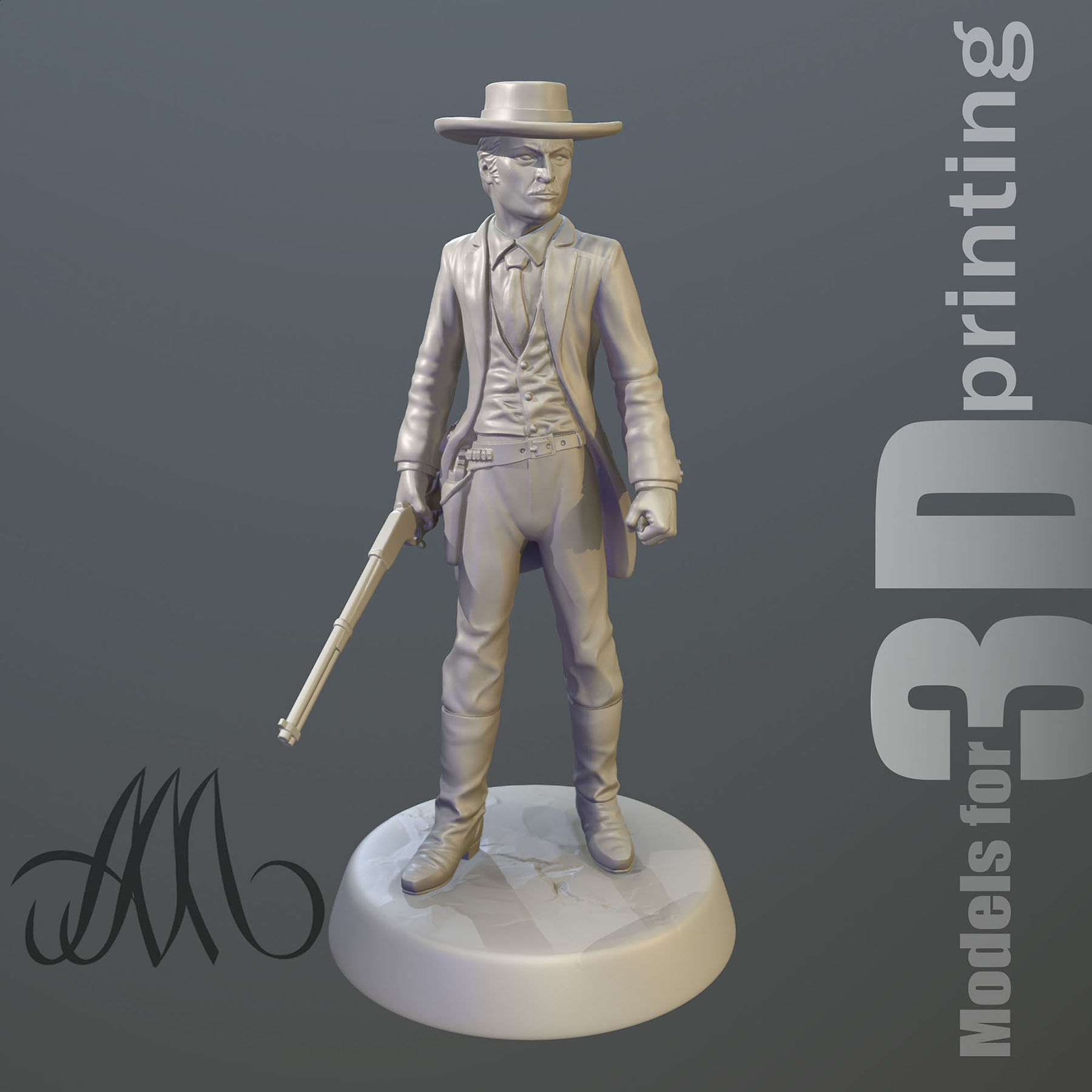 The Bad two figurines with guns and hats 3D print model_1