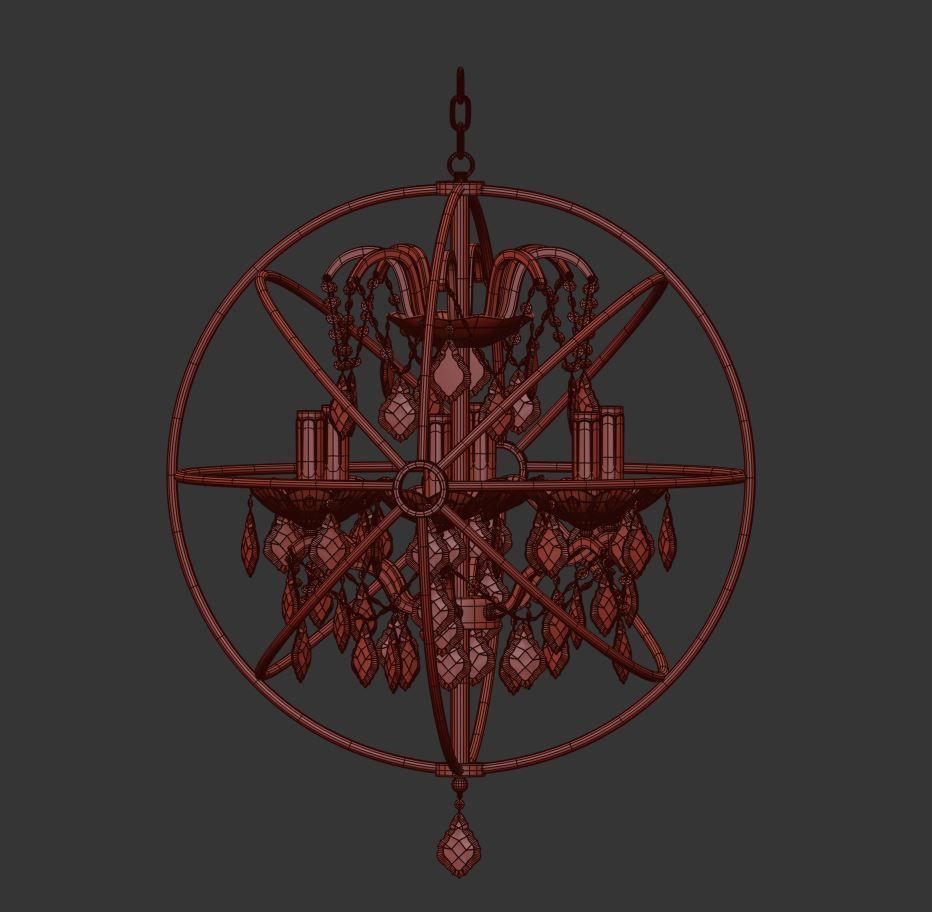 Calderdale 6-Light Unique  Statement Globe Chandelier  3D model_1