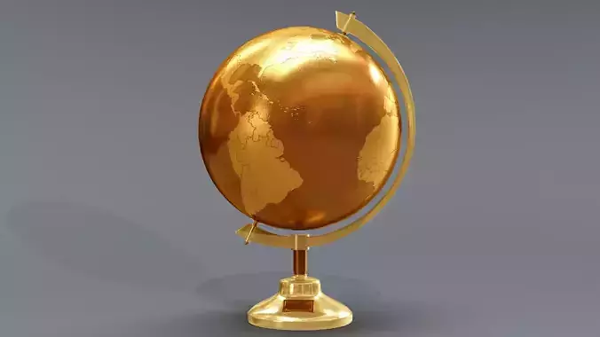 Golden Metalic World Globe