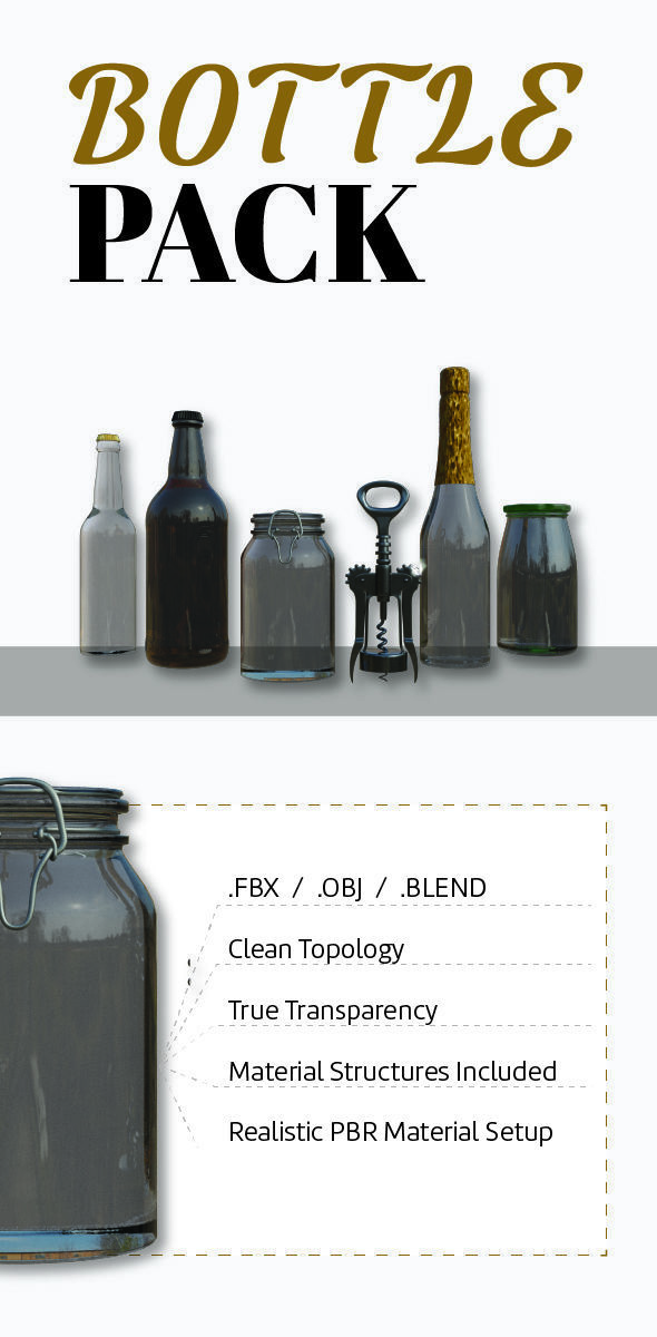 Bottle Pack Free low-poly 3D model_1