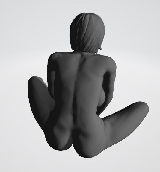 SITTING 8 woman on rock 3D print model_4