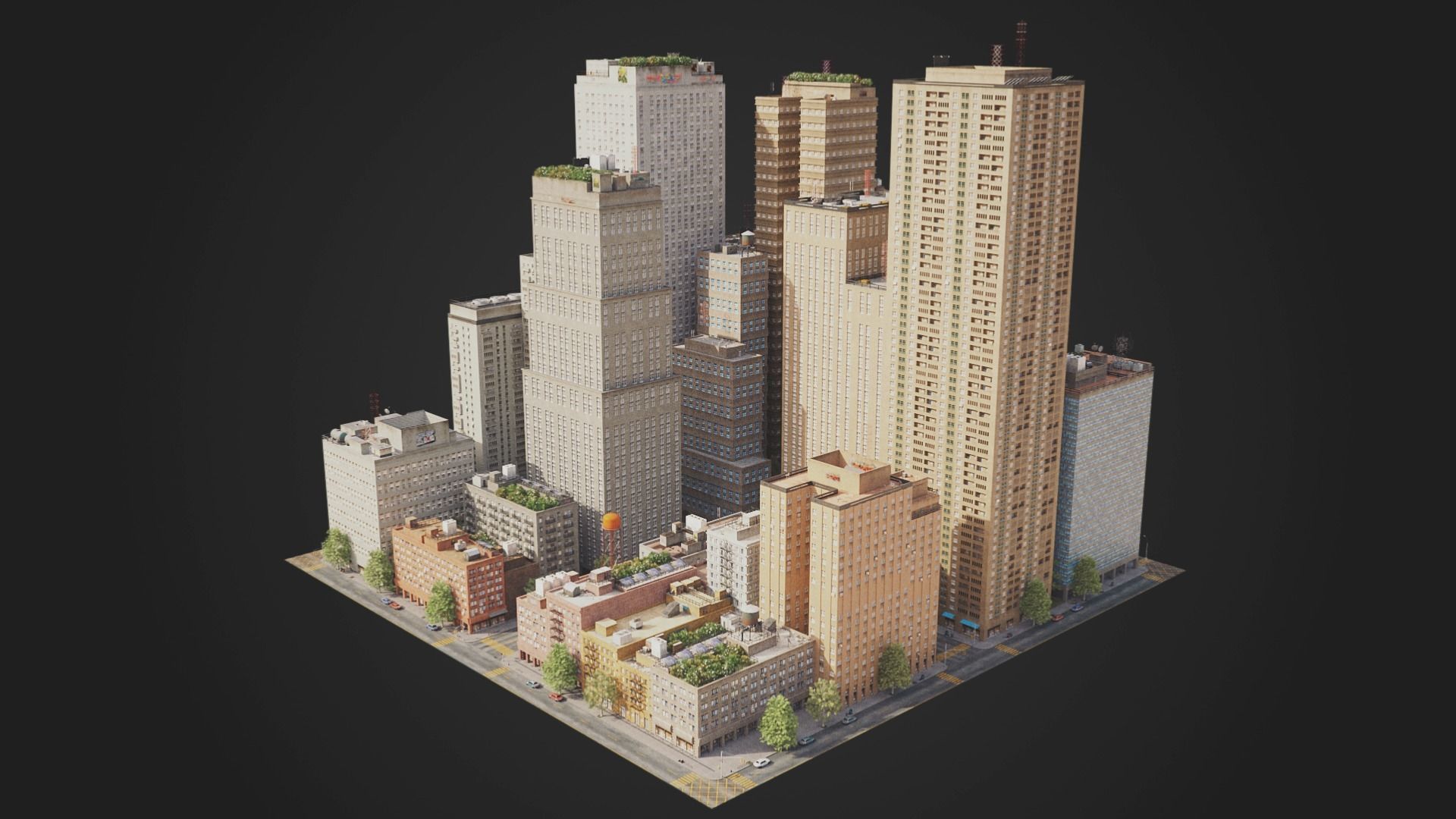 City District C13-A11 MAYA Low-poly 3D model_3
