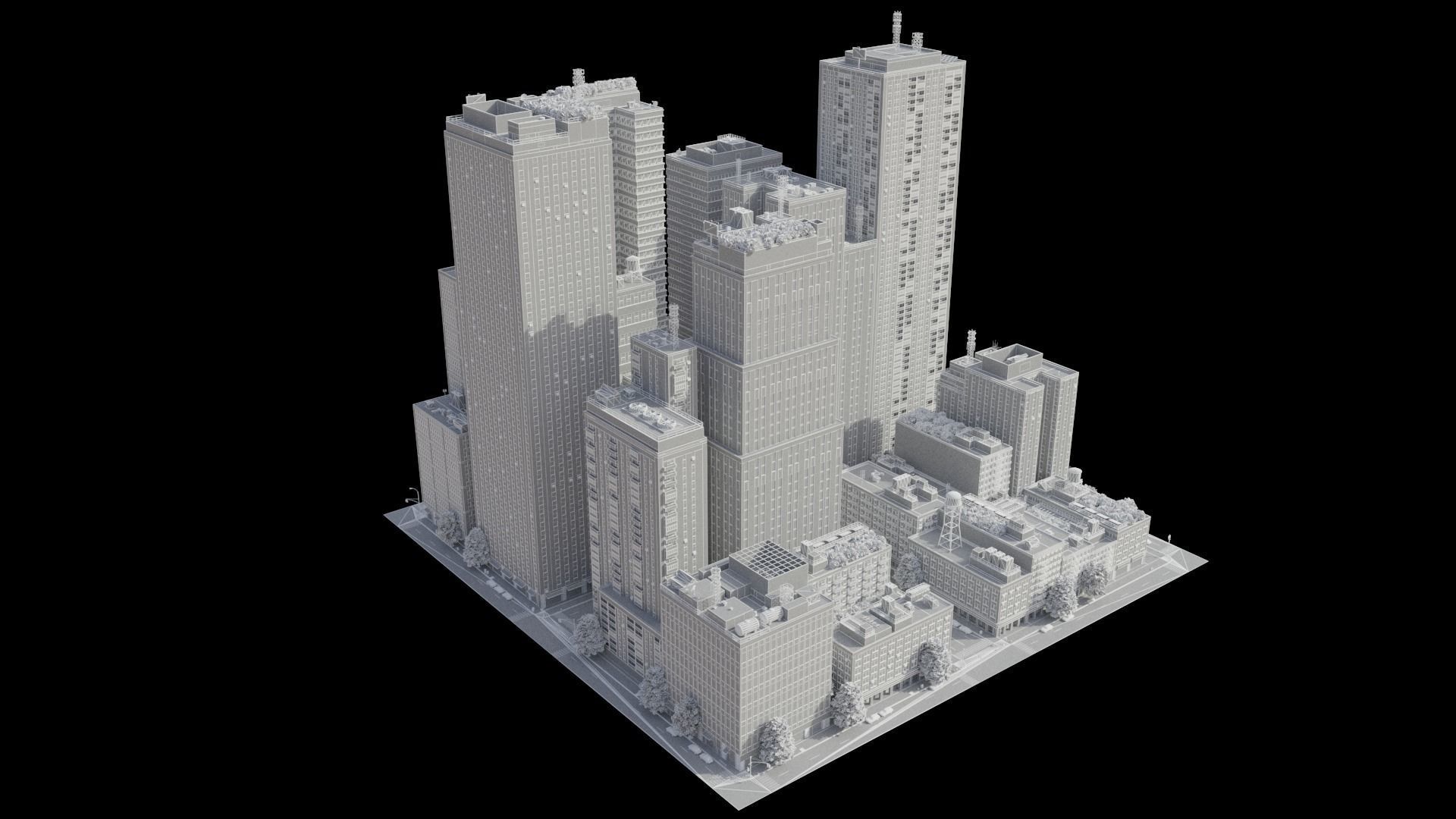 City District C13-A11 MAYA Low-poly 3D model_16