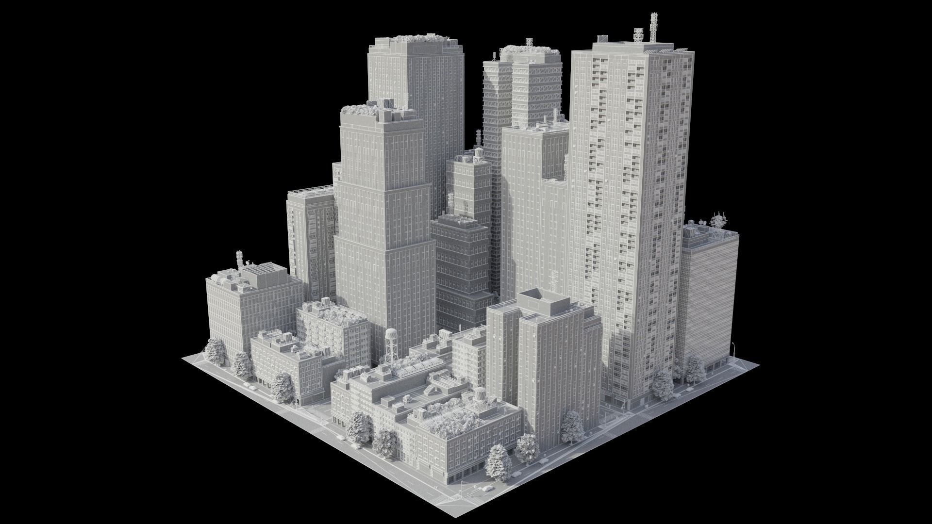 City District C13-A11 MAYA Low-poly 3D model_17