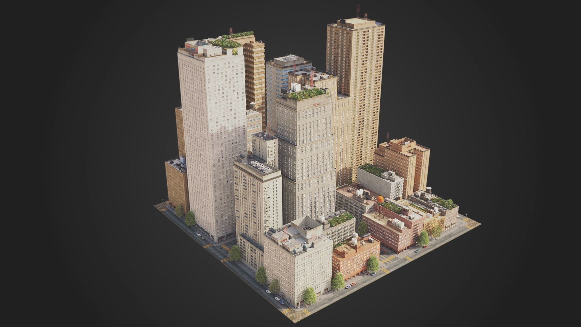 City District C13-A11 MAYA Low-poly 3D model_2