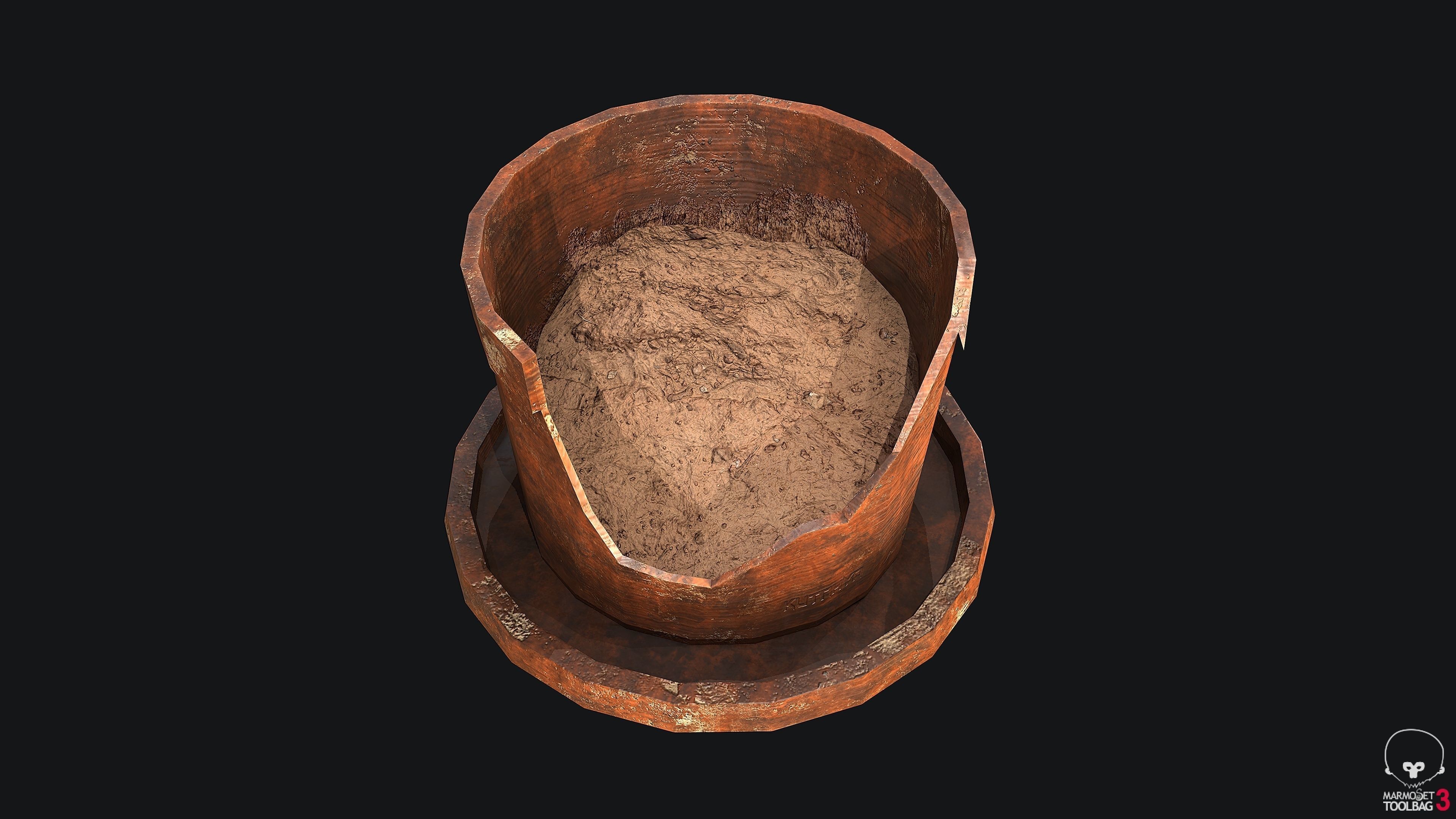 Plant Pot Broken PBR Game Ready Low-poly 3D model_1