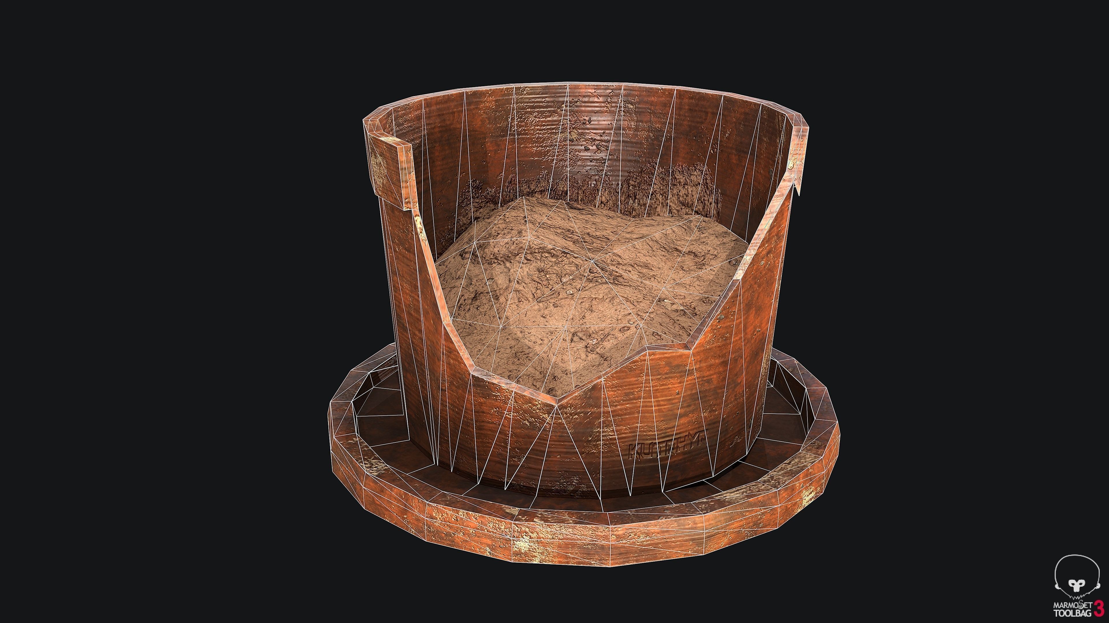 Plant Pot Broken PBR Game Ready Low-poly 3D model_4