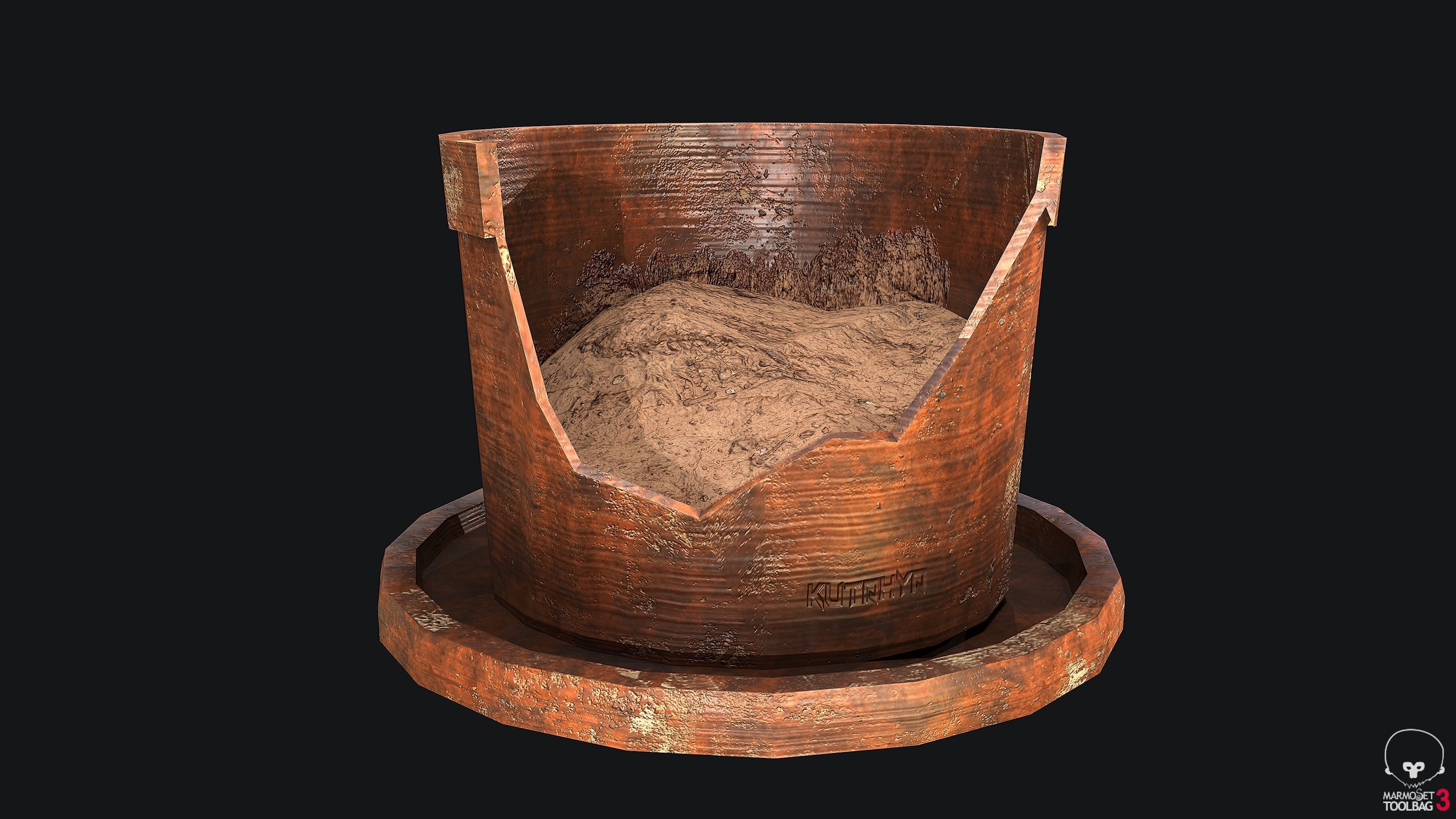 Plant Pot Broken PBR Game Ready Low-poly 3D model_3