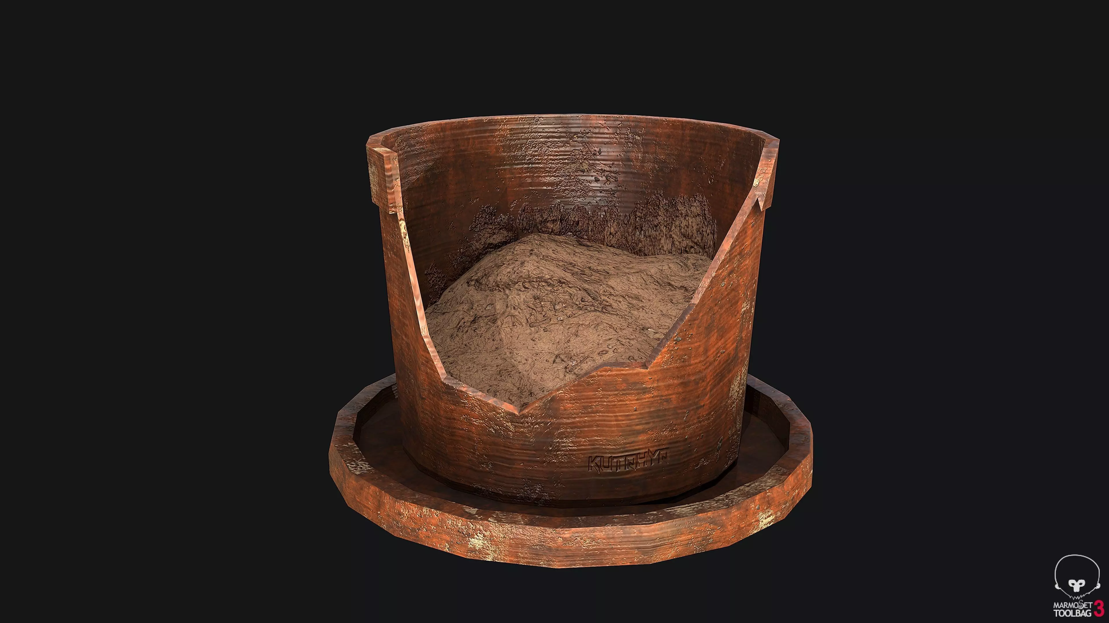 Plant Pot Broken PBR Game Ready Low-poly 3D model_0