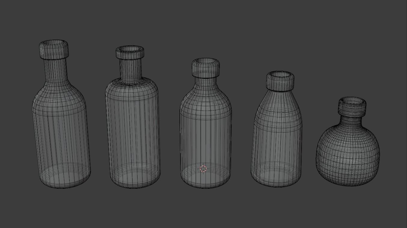Glass bottles 3D model_3