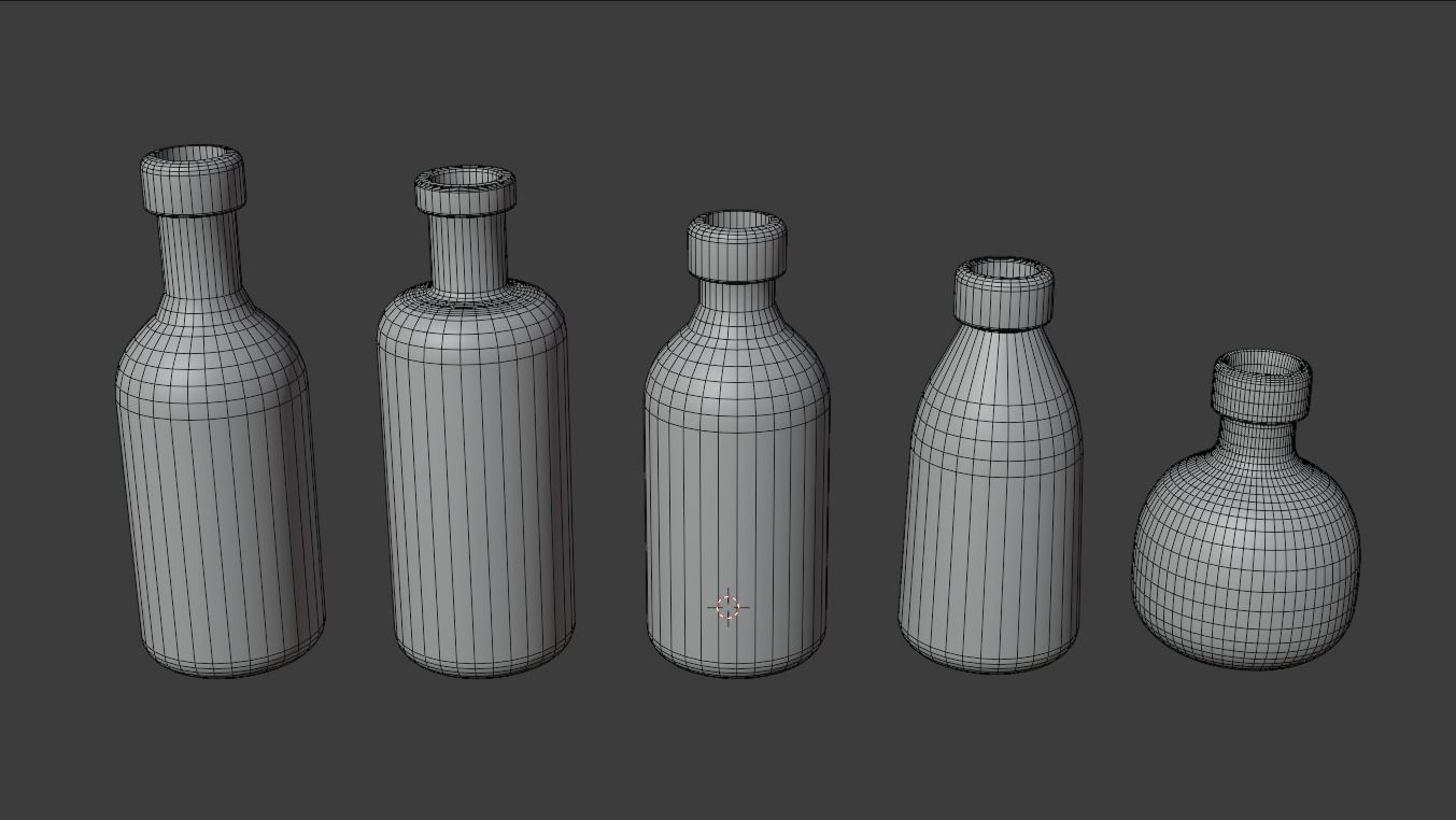 Glass bottles 3D model_2