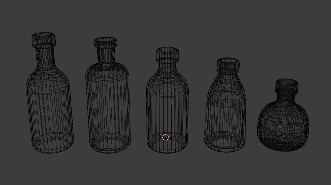 Glass bottles 3D model_4