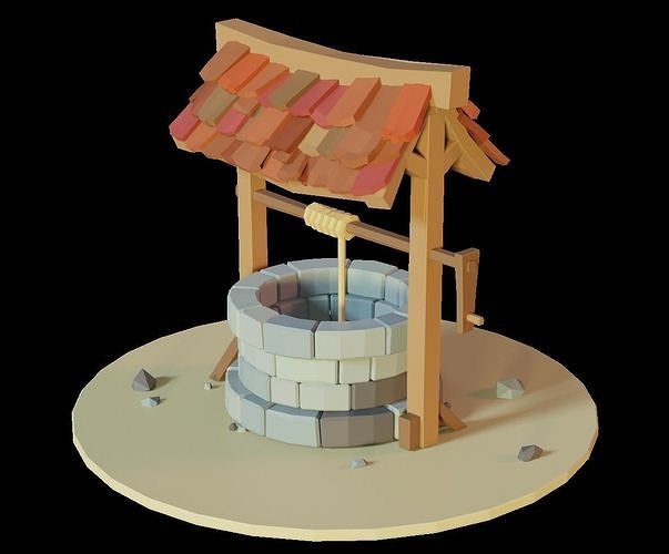 Low Poly Well water Low-poly 3D model