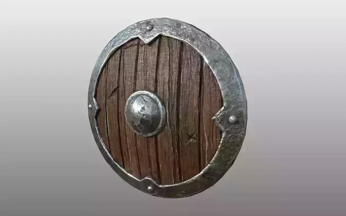 Wood shield Low-poly 3D model
