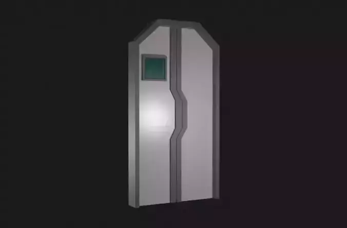 Simple Low Poly Sci-fi Door with Window