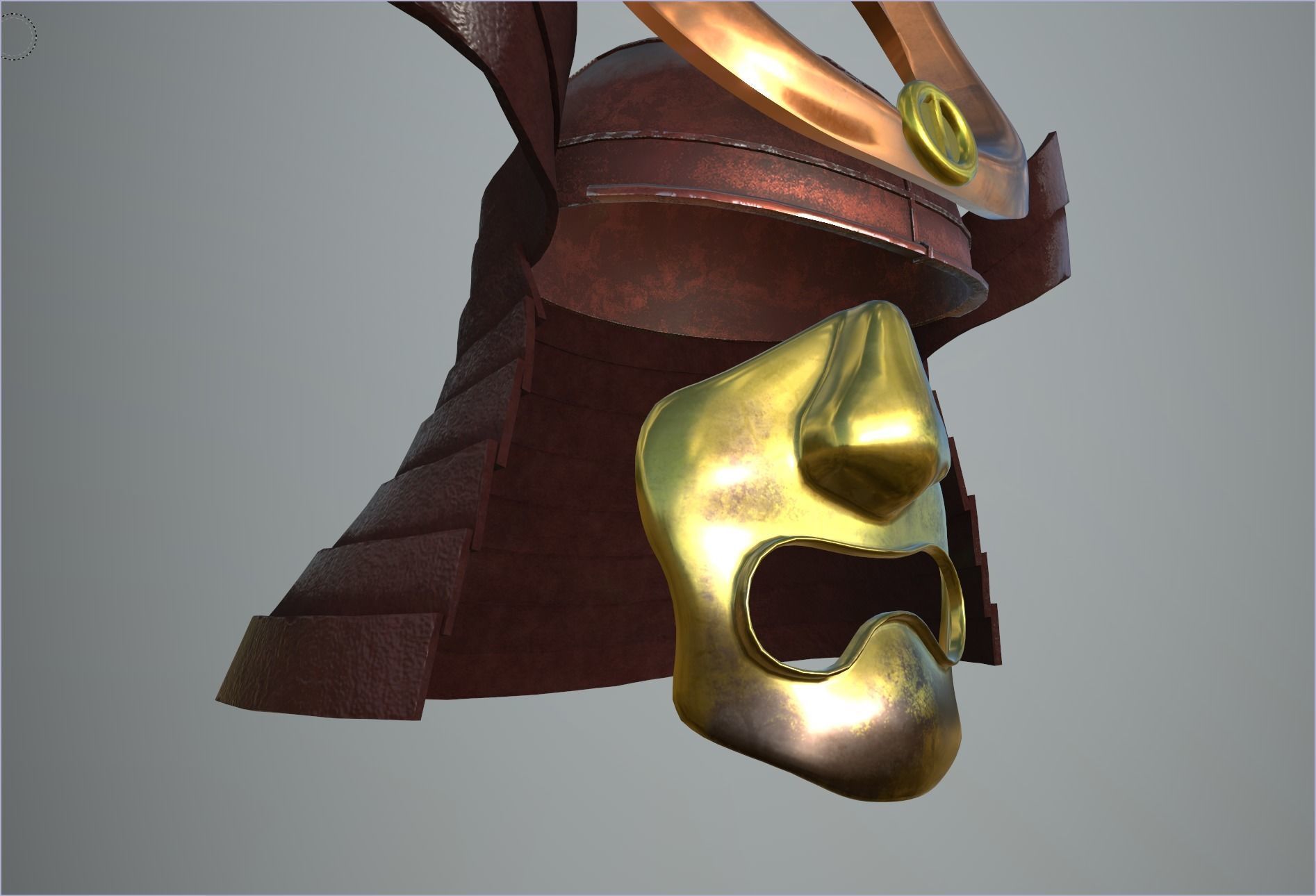 Samurai Helmet and face mask - 2K Full PBR textures Low-poly 3D model_3
