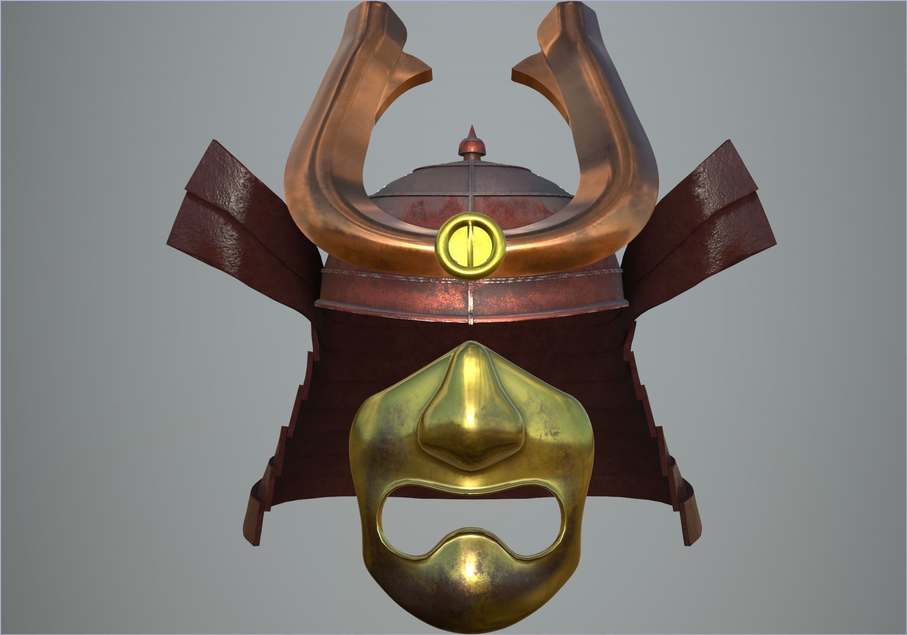 Samurai Helmet and face mask - 2K Full PBR textures Low-poly 3D model_16