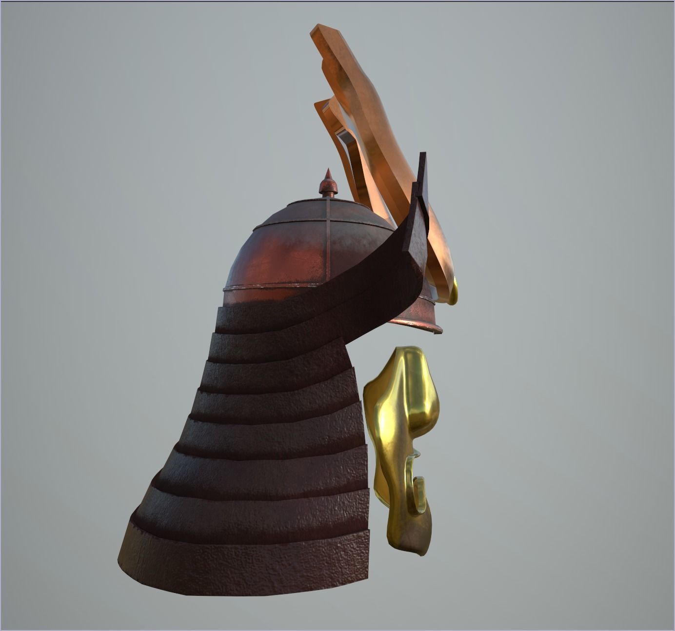 Samurai Helmet and face mask - 2K Full PBR textures Low-poly 3D model_6