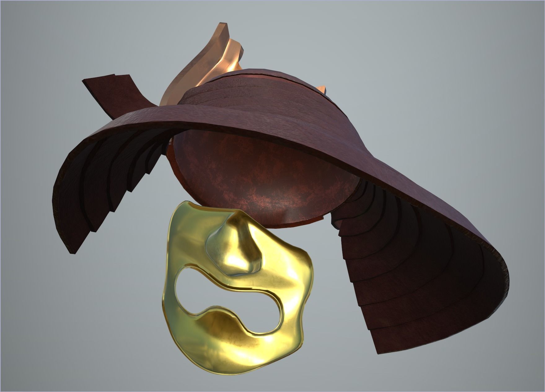 Samurai Helmet and face mask - 2K Full PBR textures Low-poly 3D model_13