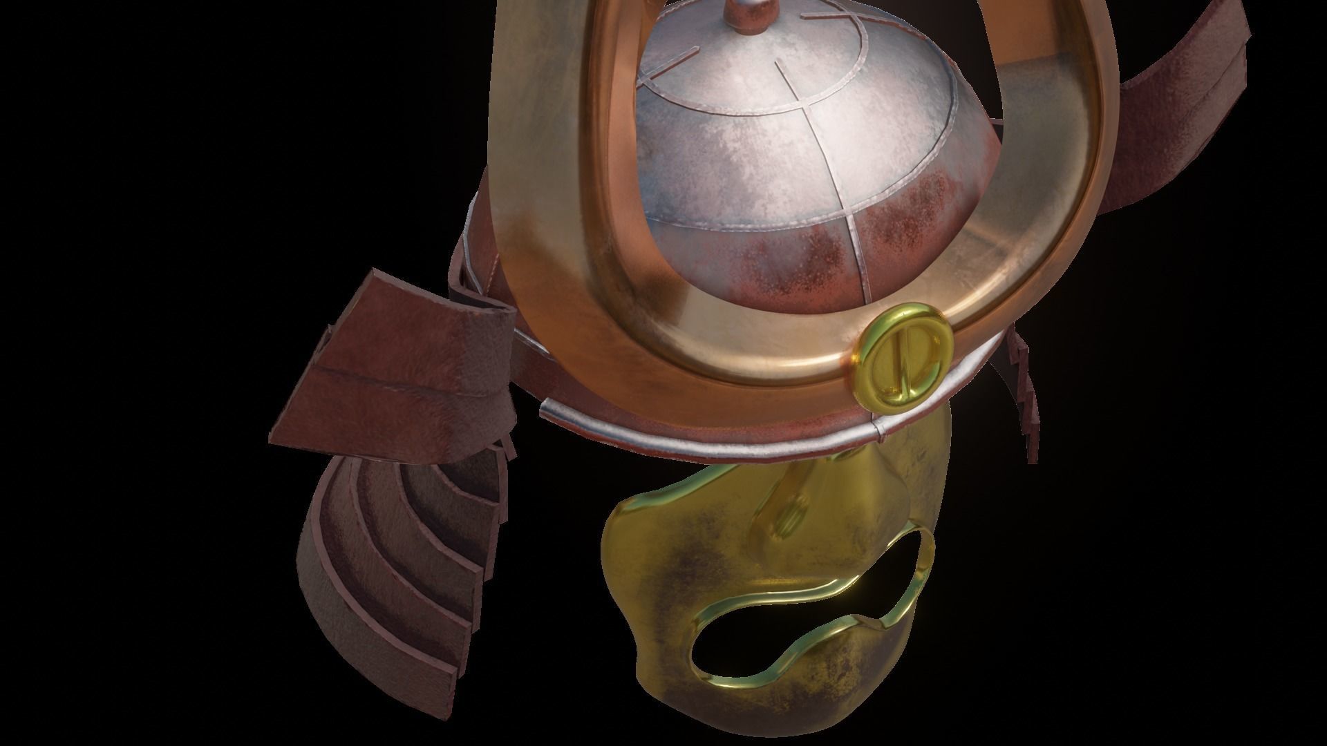 Samurai Helmet and face mask - 2K Full PBR textures Low-poly 3D model_20
