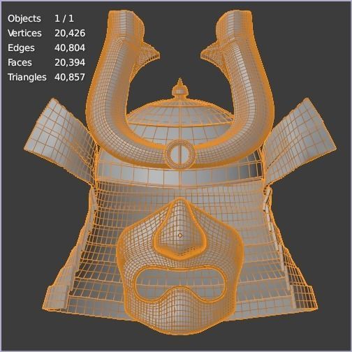 Samurai Helmet and face mask - 2K Full PBR textures Low-poly 3D model_5