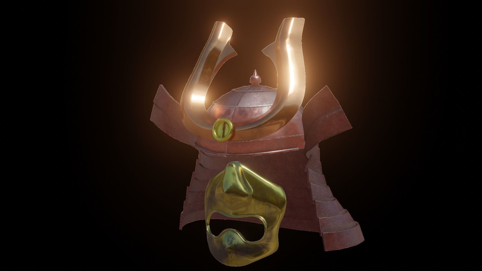 Samurai Helmet and face mask - 2K Full PBR textures Low-poly 3D model_17