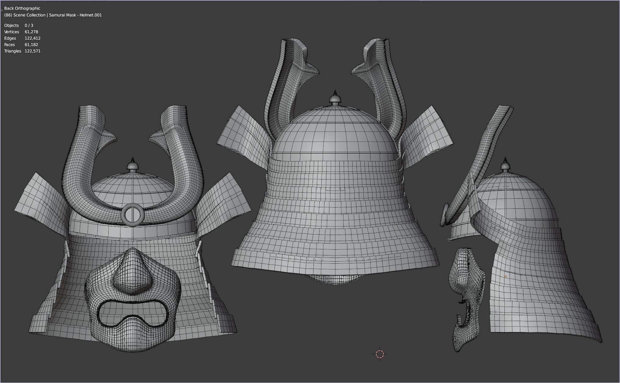 Samurai Helmet and face mask - 2K Full PBR textures Low-poly 3D model_4