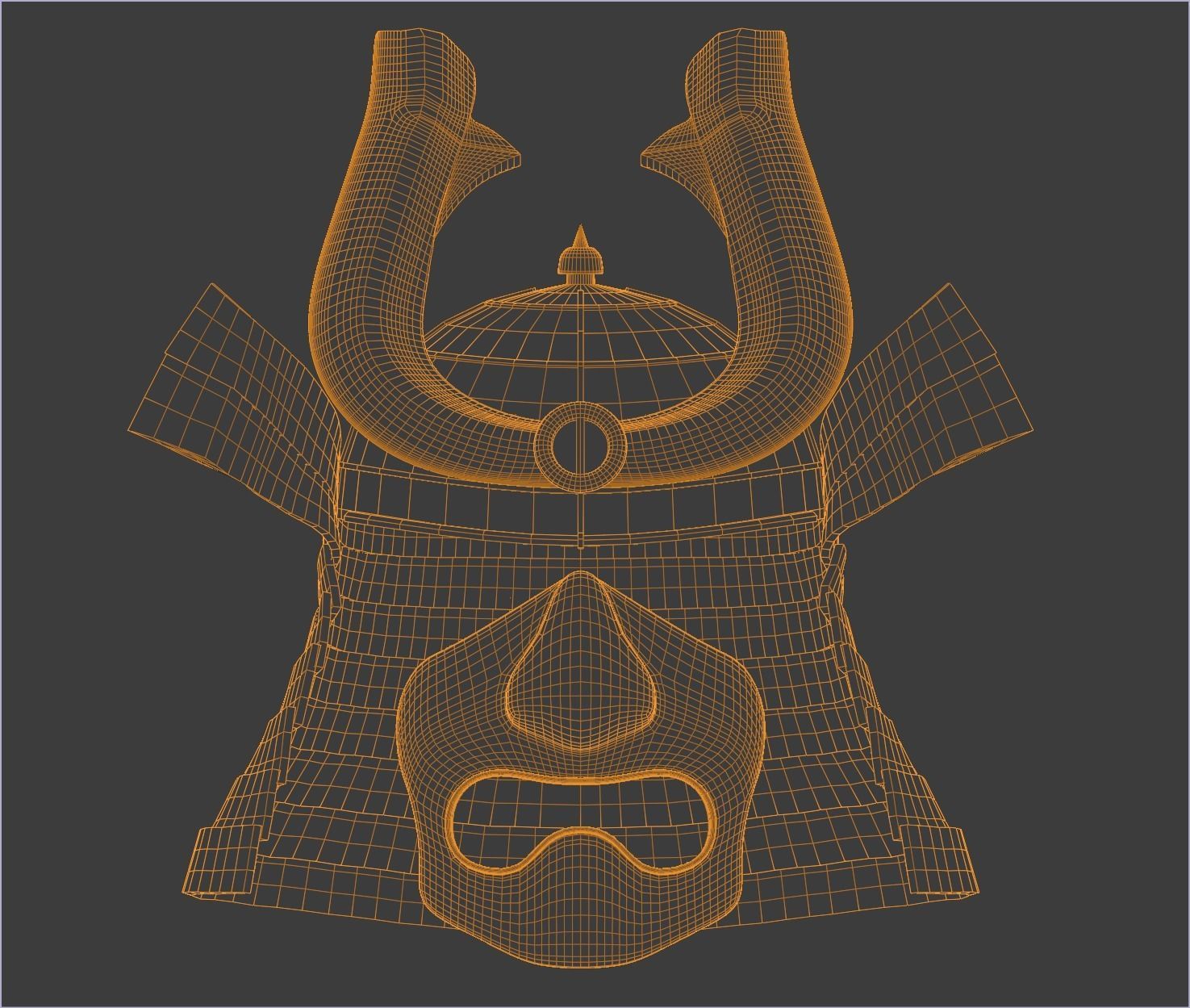 Samurai Helmet and face mask - 2K Full PBR textures Low-poly 3D model_14