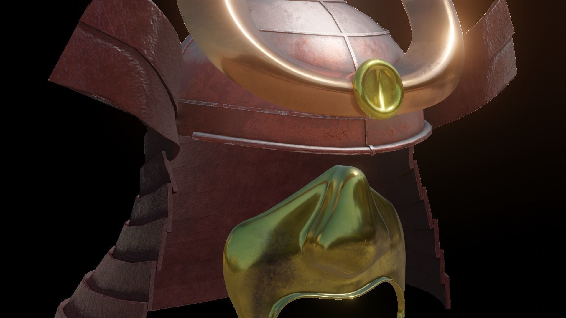Samurai Helmet and face mask - 2K Full PBR textures Low-poly 3D model_18