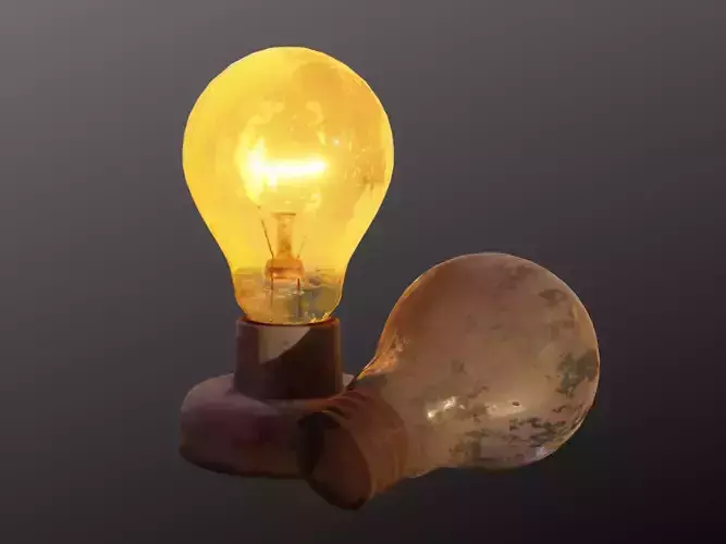 Old Light Bulb with Holder Low-poly 3D model