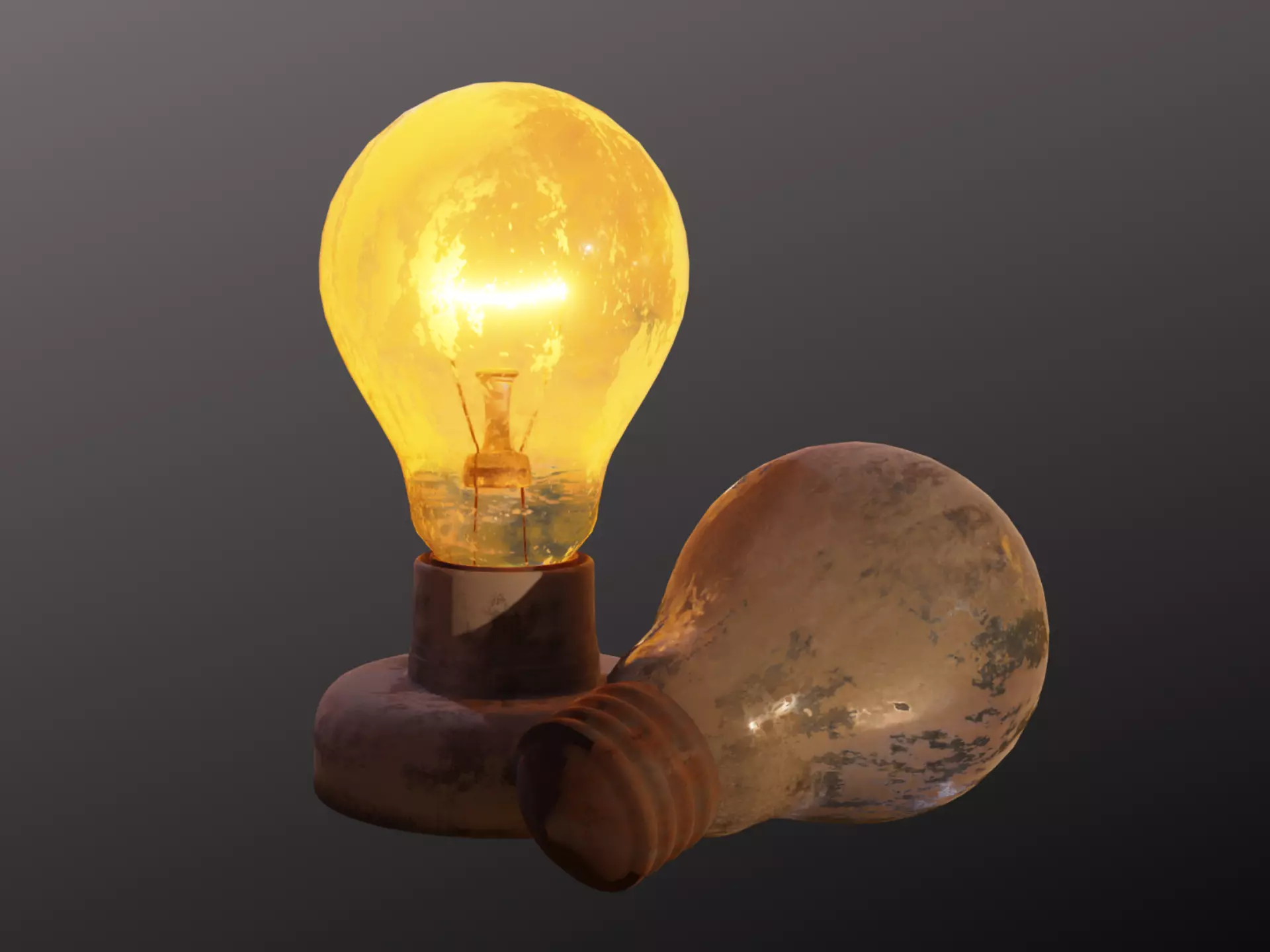 Old Light Bulb with Holder Low-poly 3D model_0