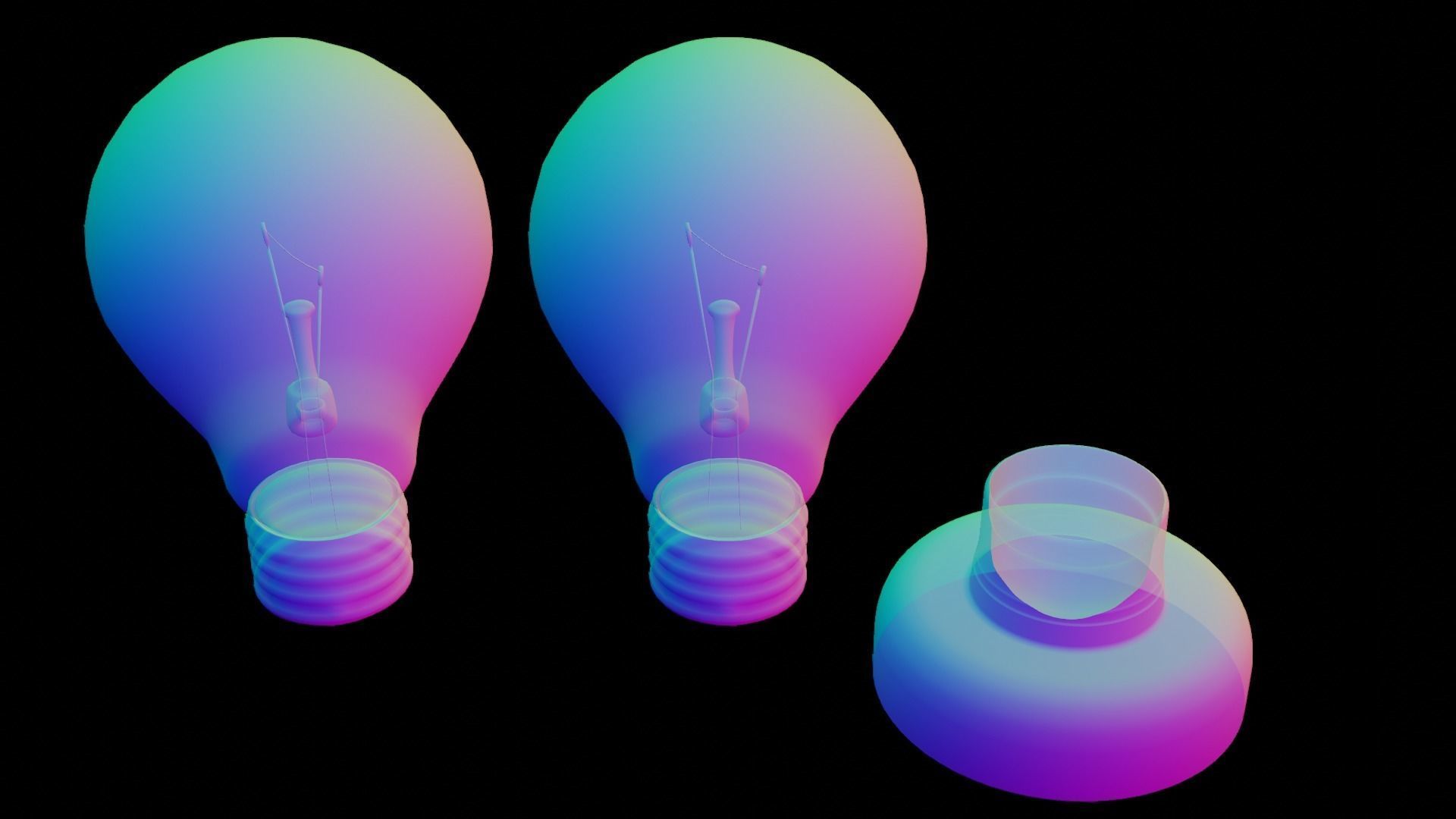 Old Light Bulb with Holder Low-poly 3D model_7