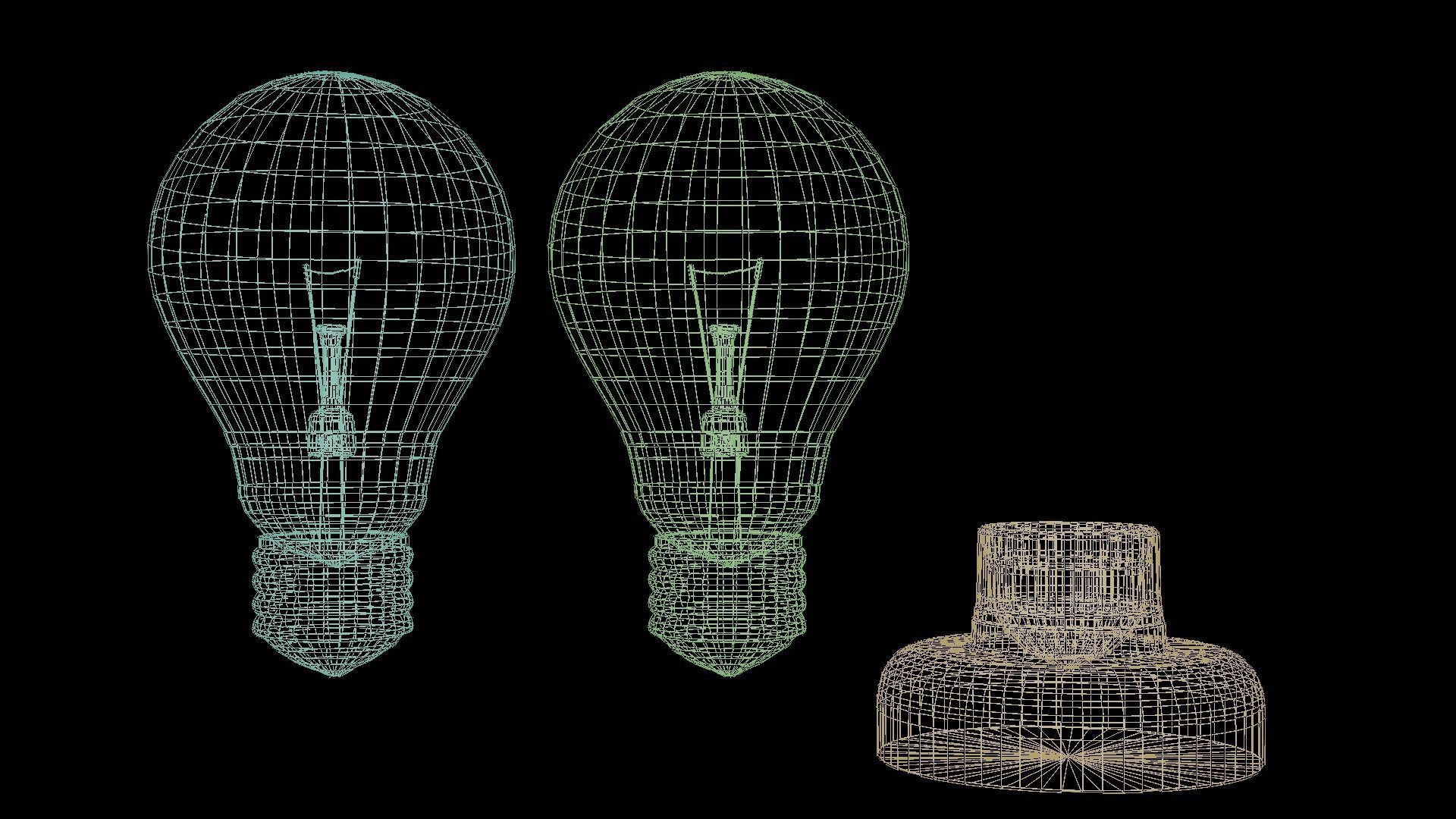 Old Light Bulb with Holder Low-poly 3D model_10